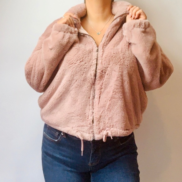 Juniors This & More Pink Faux Fur Cropped Jacket - Picture 1 of 8